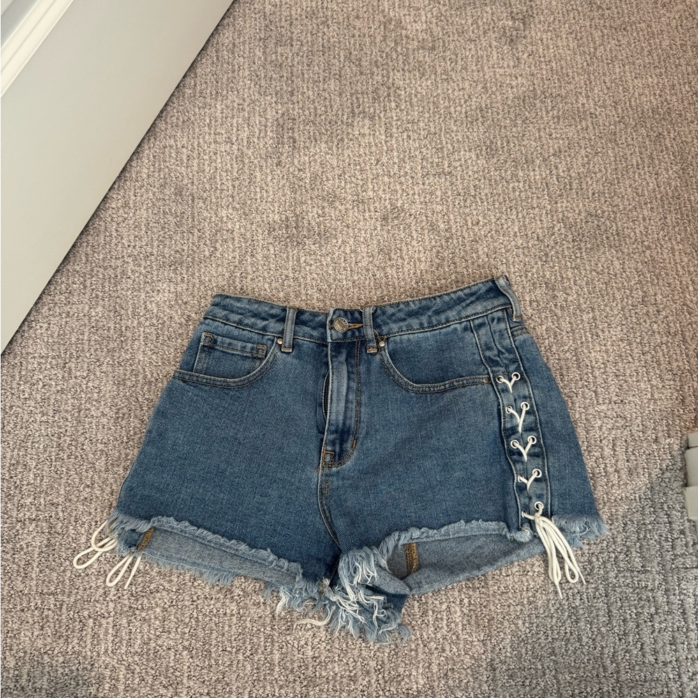PacSun Blue Lace-Up Jean Shorts